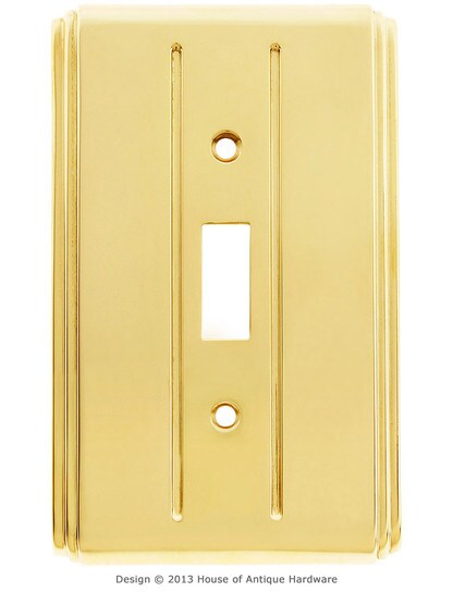 Streamline Toggle Switch Plate - Single Gang in Unlacquered Brass.